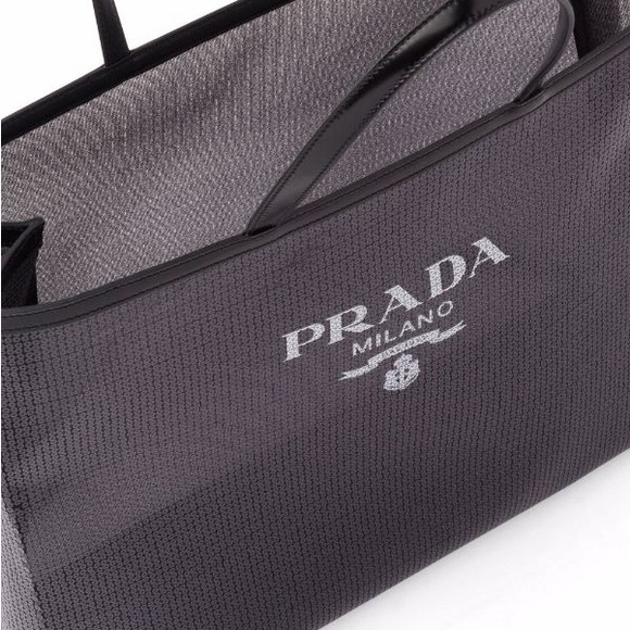 NWT Prada Sequined Logo Print Mesh Tote Bag - Picture 5 of 15